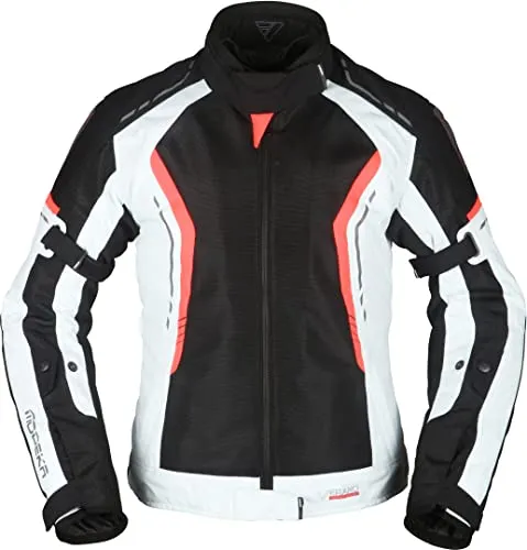 Modeka Khao Air Damen Motorrad Textiljacke, schwarz/grau/rot, 48