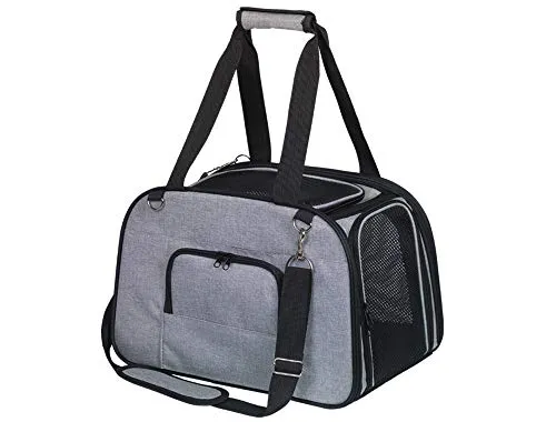 Nobby Tasche TALI, grau, 43 x 28 x 28 cm - Tragetaschen für Hunde, ideal für Katzen und kleine Hunde bis 7 kg, strapazierfähige und abwaschbare Mikrofaser mit herausnehmbarem Boden für zusätzlichen Komfort.