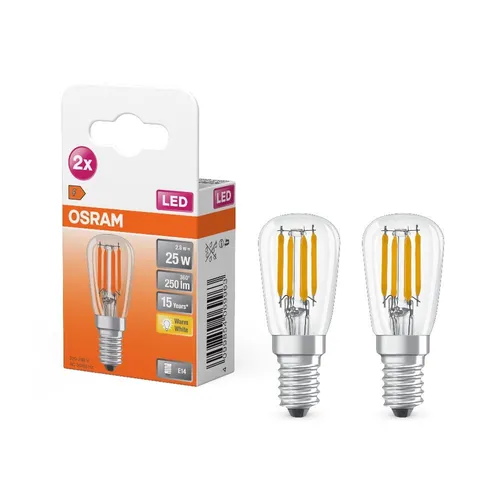 2er OSRAM E14 LED Special T26 25 300° Filament Licht schmal 2,8W wie 25W warmwei