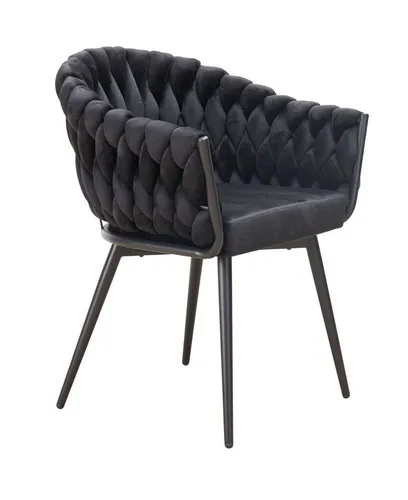 dasmöbelwerk Esszimmerstuhl Georgia in Flechtoptik und Samt Schwarz - Eleganter Esszimmerstuhl Georgia mit hochwertigem Samtbezug in Flechtoptik. Ideal für stilvolle Einrichtungsakzente. Belastbar bis 125 kg, perfekt für den täglichen Einsatz.