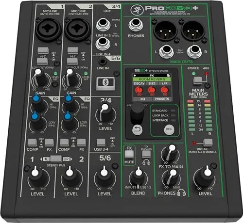 Mackie ProFX6v3+ B-Stock - 6 Kanal Mixer mit Bluetooth - Mischpulte mit bidirektionalem Bluetooth und 2x4 USB-C-Audio-Interface; ideal für kreative Aufnahmen und Live-Performances.