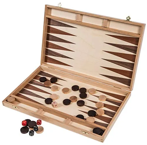 Square - Backgammon aus Holz - 40 x 24,5 cm - Bucheholz - Intarsie