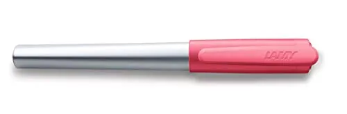 LAMY nexx Füllhalter 082 - Füller in der Farbe Pink aus mattiertem Edelstahl und rutschfestem Griffstück - Mit Großraummine blau - Federstärke LH (Linkshänder)