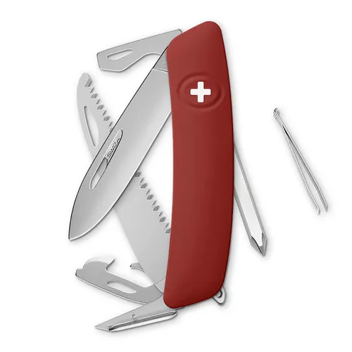 SWIZA D06R AM Rot, Multifunktionales Taschenmesser mit Säge