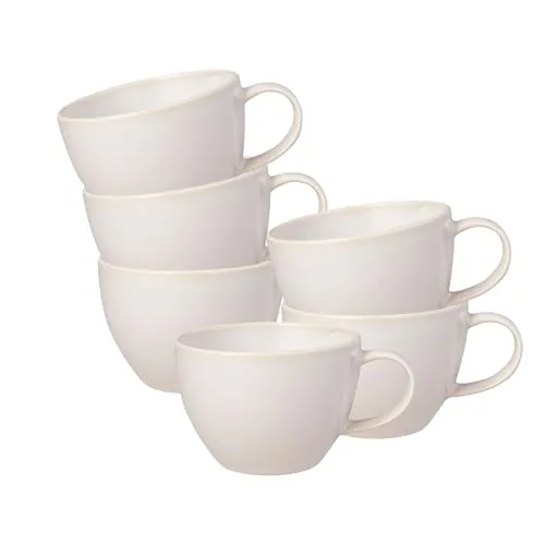 Villeroy & Boch like. by Crafted Cotton Kaffeetasse 6er Set - Thermobehälter mit handwerklicher Optik: Die Reaktivglasur sorgt für einzigartige Stücke, perfekt für heiße Schokolade oder großen Kaffee. Hochwertiges Premium Porzellan, spülmaschinen- und mikrowellengeeignet.