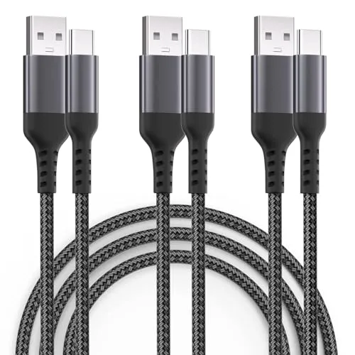 Bkayp 2 m 3 Stück USB C Kabel Ladegerät Typ C auf Typ A Anschluss Schnellladung Nylon geflochten Ladekabel