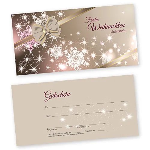 Weihnachtsgutscheine Gutscheinkarten XMAS BEAUTY für Kosmetikstudio Gutscheine Geschenkgutscheine 50