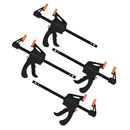 Einhandzwingen Set - 4 Zoll Schnellspannzwingen für die Holzbearbeitung - Praktisches Set mit 4 Einhandzwingen aus robustem Stahl und Nylon. Ergonomischer Griff und einfaches Handling ermöglichen präzises Arbeiten bei DIY-Projekten.