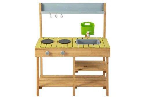 COSTWAY Outdoor-Spielküche Kinderküche Holz, mit Stauraum, für Garten