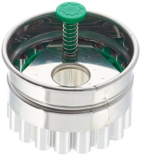 Städter 954015 Linzer Ausstecher mit Auswerfer Herz, Edelstahl, Silber/grün, 4,8 x 4,8 x 4,8 cm