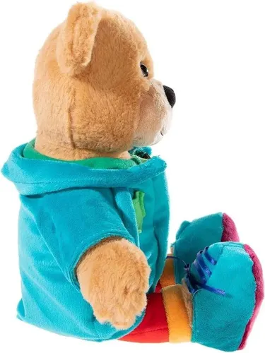 Heunec 500976 - Lernbär 30 cm, Stofftier zum An- und Ausziehen - Kuschelweicher Lernbär mit modischer Kleidung. Fördert spielerisch die Motorik und das An- und Ausziehen bei Kleinkindern ab 1 Jahr.