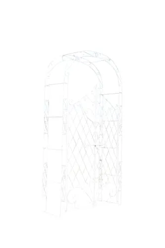 CLP Eisen Rosenbogen Melissa mit Tor – Landhaus-Stil - Hochwertiger Rosenbogen für Garten und Terrasse, handgefertigt aus robustem Eisen. Ideal als Rankhilfe für Pflanzen und mit verzierten Torflügeln ein echter Blickfang.