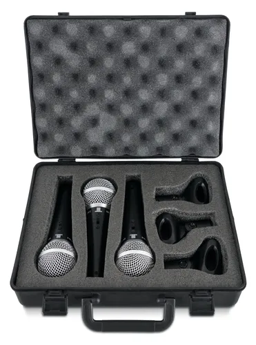 Pronomic DM-58-C Vocal Mikrofon 3er Set im Koffer - 3 dynamische Mikrofone mit Nieren-Charakteristik für klare Stimmen, inklusive praktischem Koffer mit Schaumstoffeinlage – ideal für mobile Einsätze und Auftritte.