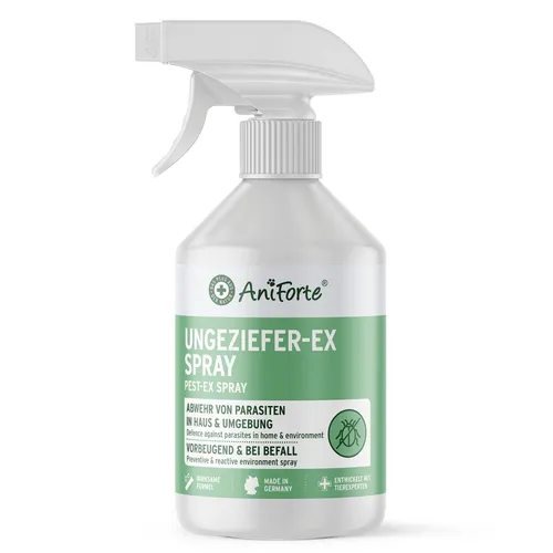 AniForte Ungeziefer-EX Spray 500 ml - Effektiver Schutz gegen Ungeziefer - Tiergesundheit - Effektives Ungeziefer-EX Spray für Tiere, 500 ml, schützt zuverlässig vor Parasiten und sorgt für Wohlbefinden.