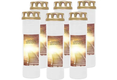 HS Candle Grabkerze 170h Brenndauer (6-tlg), H26cm x Ø7cm, wind- & wetterfest, sofort einsatzfähig