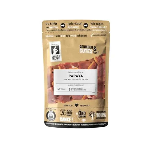 Bremer Gewürzhandel Papayastücke, getrocknet, Papaya Stücke, Trockenfrüchte ohne Zuckerzusatz & ungeschwefelt, 175g