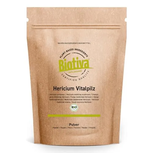 Hericium Pulver Bio 300g (2x150g)- Stachelbärte - vegan - Hericium erinaceus - abgefüllt und zertifiziert in Deutschland - Biotiva