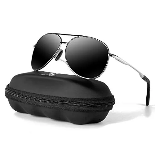 MXNXEU Sonnenbrille Herren Fahrerbrille Polarisiert Schwarz Polarisierte Herren Outdoor Vintage Unisex UV400 Fahren Stile Schwarze Silber