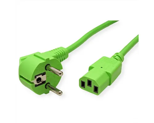 ROLINE Netzkabel, gerade IEC-Buchse Stromkabel, Schutzkontakt, CEE 7/7, Typ-E/F Männlich (Stecker), IEC320 C13, Kaltgeräte, 10A Weiblich (Buchse) (180.0 cm)