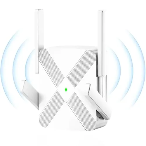 COOYA WiFi Extender 1200Gbps Signal Booster, Dual Band 5GHz und 2.4GHz, Neue Generation bis zu 4X schneller als je zuvor, Super Long Range Antenne, Signal Booster mit Ethernet Port