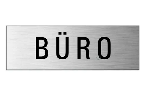 Schild Büro 24x8 cm AluminiumEdelstahloptik vollflächig selbstklebend