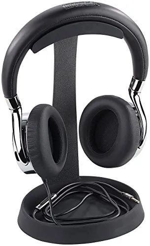 auvisio Kopfhörerständer: Massiver universeller Metall-Kopfhörer-Ständer, Kabelablage, schwarz (Headsethalter, Kopfhörerhalter, Headset Halterung Kopf)