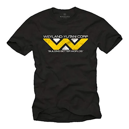 MAKAYA Herren T-Shirt Alien Motiv Kurzarm - Weyland Yutani Corp Predator - Schwarz Kinder/Jungs/Männer Größen XXXXL