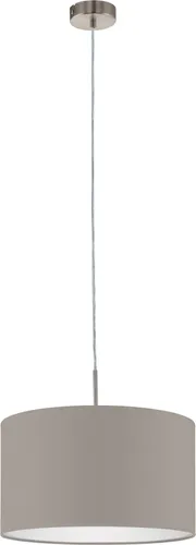 EGLO Pendelleuchte PASTERI, nickel-matt - Pendelleuchte aus Stoff, Ø38 cm, ideal für gemütliche Beleuchtung in Wohnräumen, ohne Leuchtmittel, moderne und stilvolle Optik.