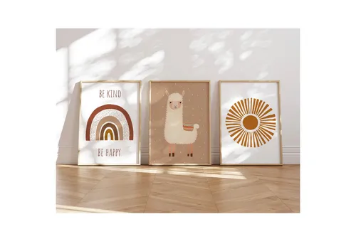 MeinBaby123® Poster Bilder Kinderzimmer, Poster Kinderzimmer Deko, Süße Tiere, Babyzimmer, Tiere Wandbilder,  Boho,  Sprüche