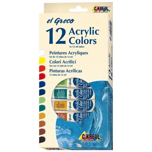 KREUL el Greco Gouachefarben Set 12 x 12 ml Tuben