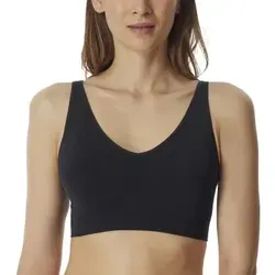 Schiesser Damen Soft BH mit Herausnehmbaren Pads - Nahtlos, Classic Seamless, Schwarz, Größe L - Funktionsunterwäsche: Nahtloser Soft BH mit herausnehmbaren Pads für perfekten Tragekomfort und unsichtbaren Sitz unter enger Kleidung.