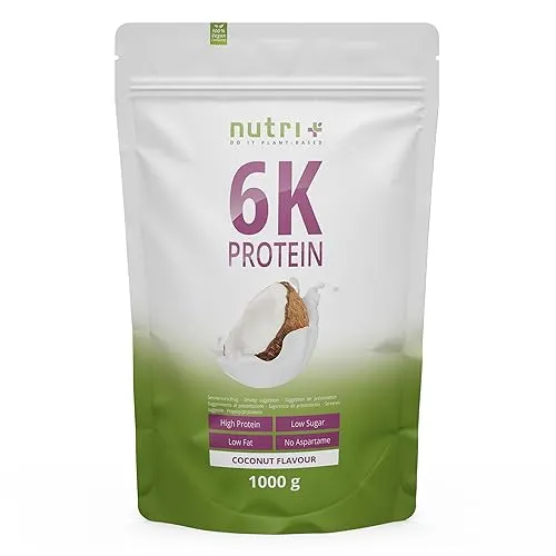 Nutri + Proteinpulver Kokosnuss 1 kg - Hochwertiger Eiweißshake mit 83% Eiweiß - Mehrkomponenten Proteine mit 6 Eiweißquellen, fördert den Muskelaufbau und ist ideal für eine kohlenhydratarme Ernährung. Laborgeprüfte Qualität, ohne Zuckerzusatz und laktosefrei.