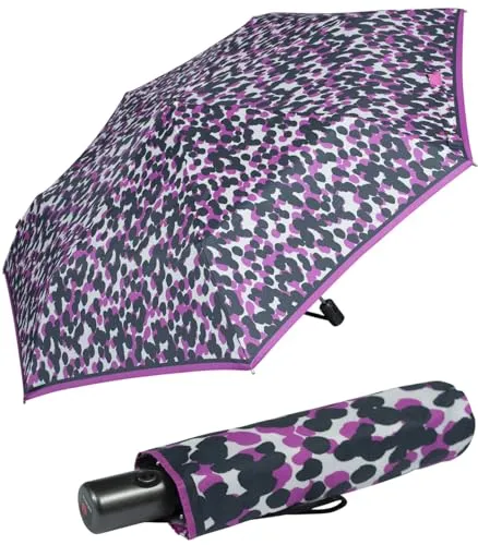 Knirps Taschenschirm Slim Duomatic mit UV Protection - margharita - Kompakter Taschenschirm mit Auf-Zu-Automatik, ideal für den Alltag. Leicht und stabil, bietet er Schutz gegen Regen und UV-Strahlung, perfekt für die Handtasche.
