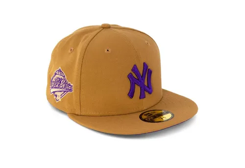 New Era Cap 59FIFTY Herren Basecap New York Yankees Limited Edition - Stylisches New Era 59FIFTY Cap in Braun und Lila, Größe 7 3/8 (58,7 cm). Hergestellt aus 100% Polyester, ideal für Fans und Modebewusste.
