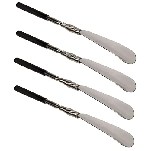 HAC24 4er Set Teleskop Schuhanzieher 31-79 cm Schuhlöffel Schuhanziehhilfe Ausziehbar Schuh Anziehhilfe Schwarz
