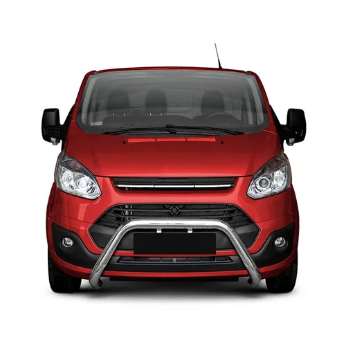 Stahl Frontbügel für Ford Transit Custom 2012-2018 – ABE Silber - Robuster Frontschutzbügel aus rostfreiem Edelstahl für optimalen Schutz und Langlebigkeit. Perfekt für Ihr Fahrzeug, sorgt für eine stilvolle Optik und schützt vor Stößen.