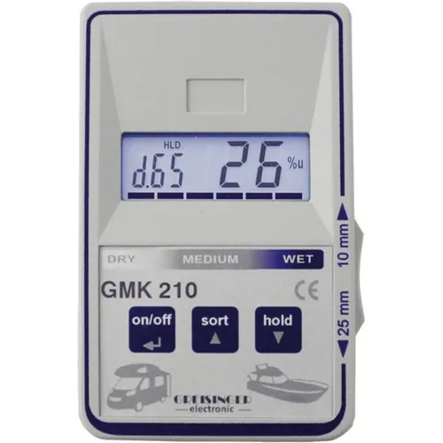 Greisinger GMK 210 Materialfeuchtemessgerät - Elektrische Messgeräte, zerstörungsfreies Messverfahren mit Hintergrundbeleuchtung für präzise Feuchtemessungen in Holz und anderen Materialien.