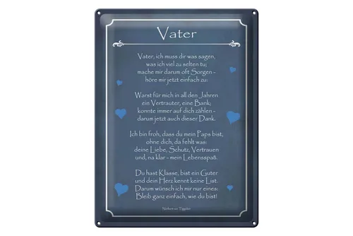 Femer GmbH Metallschild Spruch 30x40 cm Vater, (1 St), gewölbte Oberfläche, abgerundete Ecken, umgeschlagene Kanten