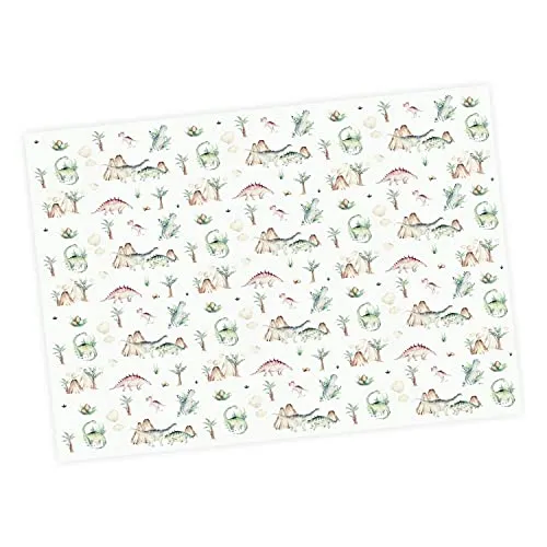 Bögen Geschenkpapier Dinosaurier grün pastel Aquarell - 1,60€/qm - 84,1 x 59,4 cm für Junge Geschenkverpackung Kinder Urzeit Vulkan Stegosaurus Aquarell pastell Geschenke 5