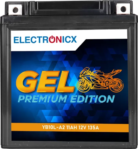 Electronicx YB10L-A2 GEL Motorradbatterie 12V 11Ah 135A/EN - Wartungsfrei, Doppelte Lebensdauer, Hohe Startleistung