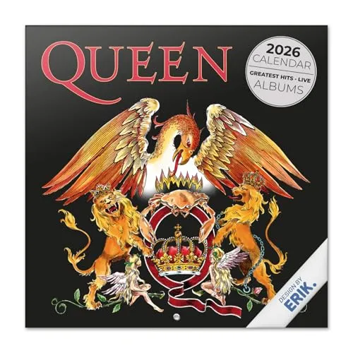 Grupo Erik Kalender 2026 Wandkalender Queen Kalender 2026 Familienplaner 30 x 30 cm 12 Monate + Letzten 4 Monate 2025 auf einer Seite