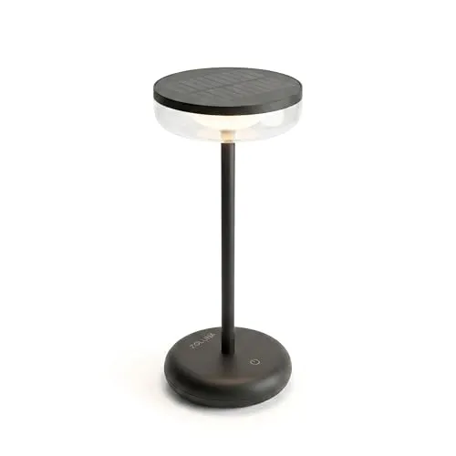 ZOLUNA Bobbie Solarlampen für Außen Tisch, 2700k, IP44 Wasserdicht, Outdoor Tischlampe, Solar Tischlampe Outdoor Stehlampe, LED Outdoor Lampe, Solar Tischleuchte, 11x11x26,5cm, Schwarz