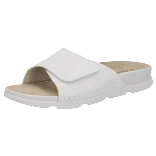 Berkemann Damen Rodena Hausschuh - Perlweiß, 38 EU - Clogs & Pantoletten für Damen, luftiger Echt-Leder Schuh mit verstellbarem Klettverschluss für optimale Passform und waschbaren Wechselfußbetten, ideal für den täglichen Komfort.