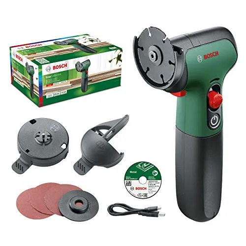 Bosch Home and Garden Easy Cut & Grind 06039D2000 Akku-Winkelschleifer - Schleifmaschinen, vielseitig für Holz, Kunststoff und Metall - handlich, ergonomisch und sofort einsatzbereit für Heimwerkerprojekte.