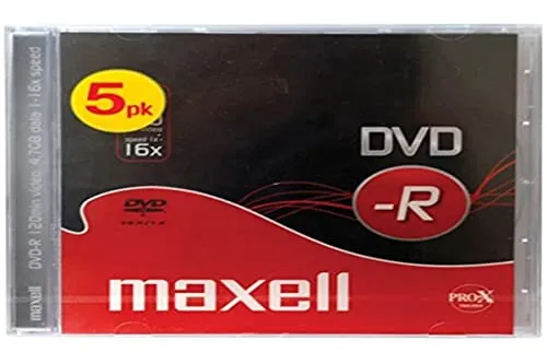 Maxell DVD-R Rohlinge (16x Speed, 4,7GB, 5-er Pack) mit Jewel Case