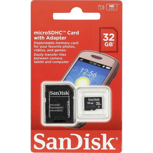 Produktbild SanDisk microSDHC 32GB Class 4 mit SD Adapter