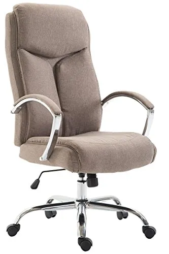 CLP Bürostuhl XL Vaud Stoff taupe - Bürostuhl XL Vaud Stoff für große und schwere Personen bis 140 kg. Ergonomisches Sitzen durch stufenlos verstellbare Sitzhöhe und Wippmechanismus. Hochwertige Polsterung und leichtlaufende Rollen für optimalen Komfort.