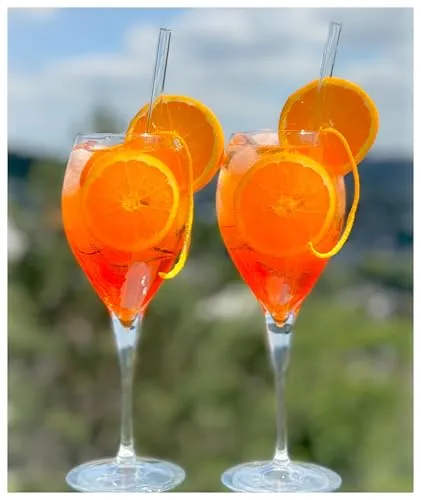 Topkapi Aperol Spritz Glas Set Stella XL 13-tlg Cocktailgläser – 6x Aperol Gläser mit 6x Glashalmen, Cocktail Glas, 445ml, Komplett für 6 Personen