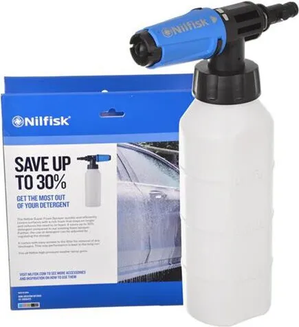 Nilfisk Super Schaumsprüher für Premium Hochdruckreiniger - Hochdruckreiniger Zubehör für effiziente Reinigung. Der Super Schaumsprüher spart bis zu 30 % Reinigungsmittel und sorgt für langanhaltenden Schaum, ideal für eine gründliche Reinigung.