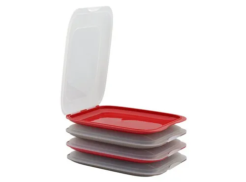 Engelland Frischhaltedose Aufschnittdosen, Aufschnittbox, PP-Kunststoff, BPA-frei, (Vorteils-Set, 4-tlg., mit transparentem Deckel), stapelbar, platzsparend, Ordnung im Kühlschrank, Organizer, Stapelbox
